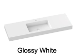 Washbasin top, custom-made, Width 80 to 200 cm x Depth 46 to 80 cm, high quality composite resin, BRIGHT white smooth finish, Free Delivery.